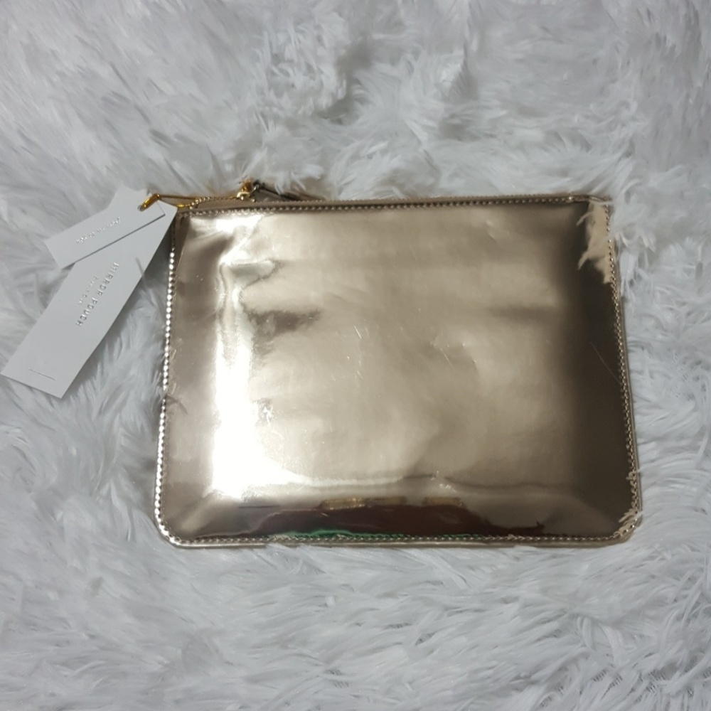 Metallic gold mirror pouch